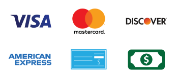 We accept Visa, Mastercard, Discover, American Express, check, and cash